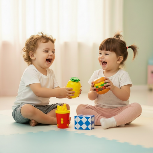 Set Puzzle Beads 4 en 1 con hamburguesa, papas fritas, piña y cubo mágico serpiente azul
