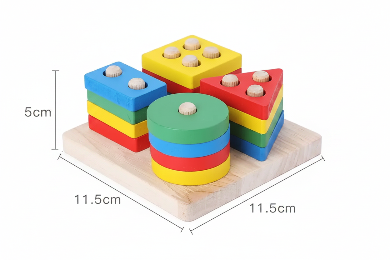 Ábaco Montessori 4 Formas Geométricas de Madera 🌟