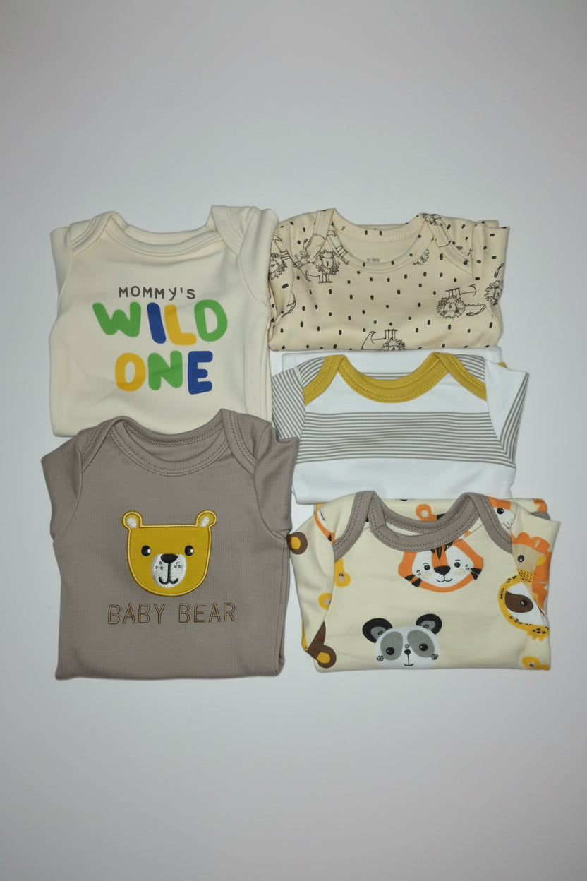 Pack 5 Bodies Manga Larga Bebé Niño 🐻Wild one