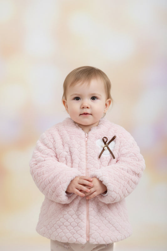 Abrigo Invierno Peluche Rosado para Bebé