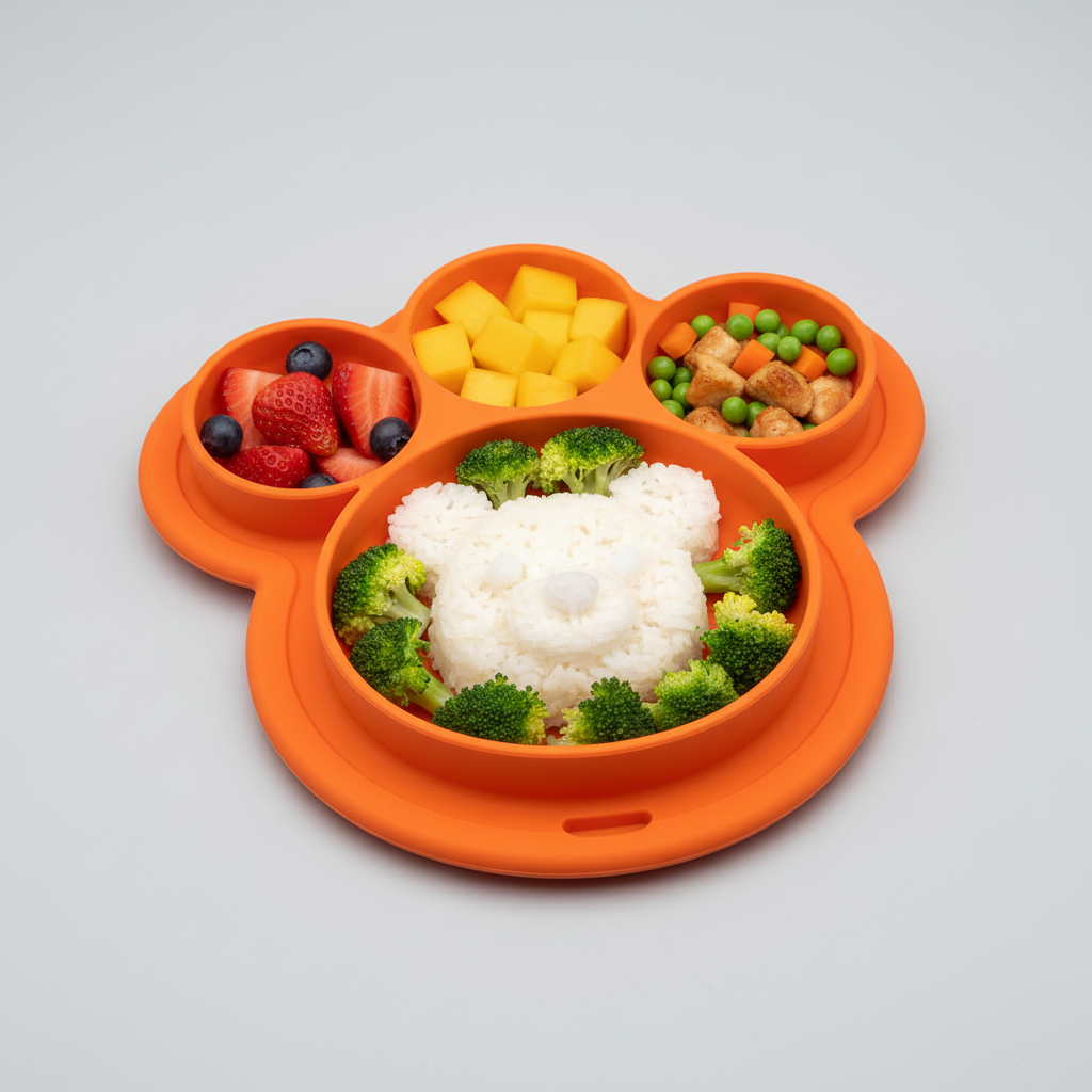 Plato de Silicona Osito para Bebé – Antideslizante
