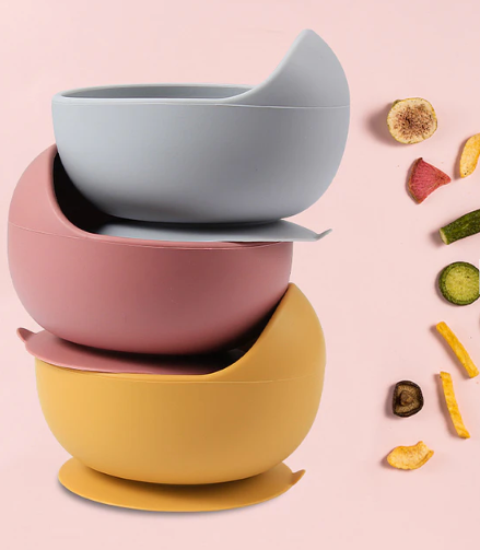 Set Plato Bowl con Ventosa + Cubiertos de Silicona para Bebé