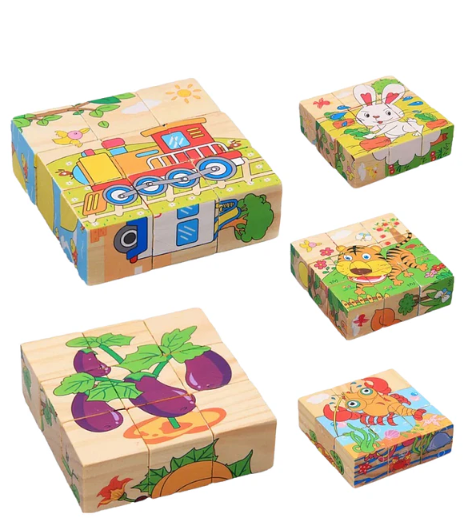 Cubos de Madera Puzzle 6 Caras, Busca la imagen