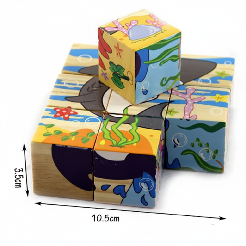 Cubos de Madera Puzzle 6 Caras, Busca la imagen