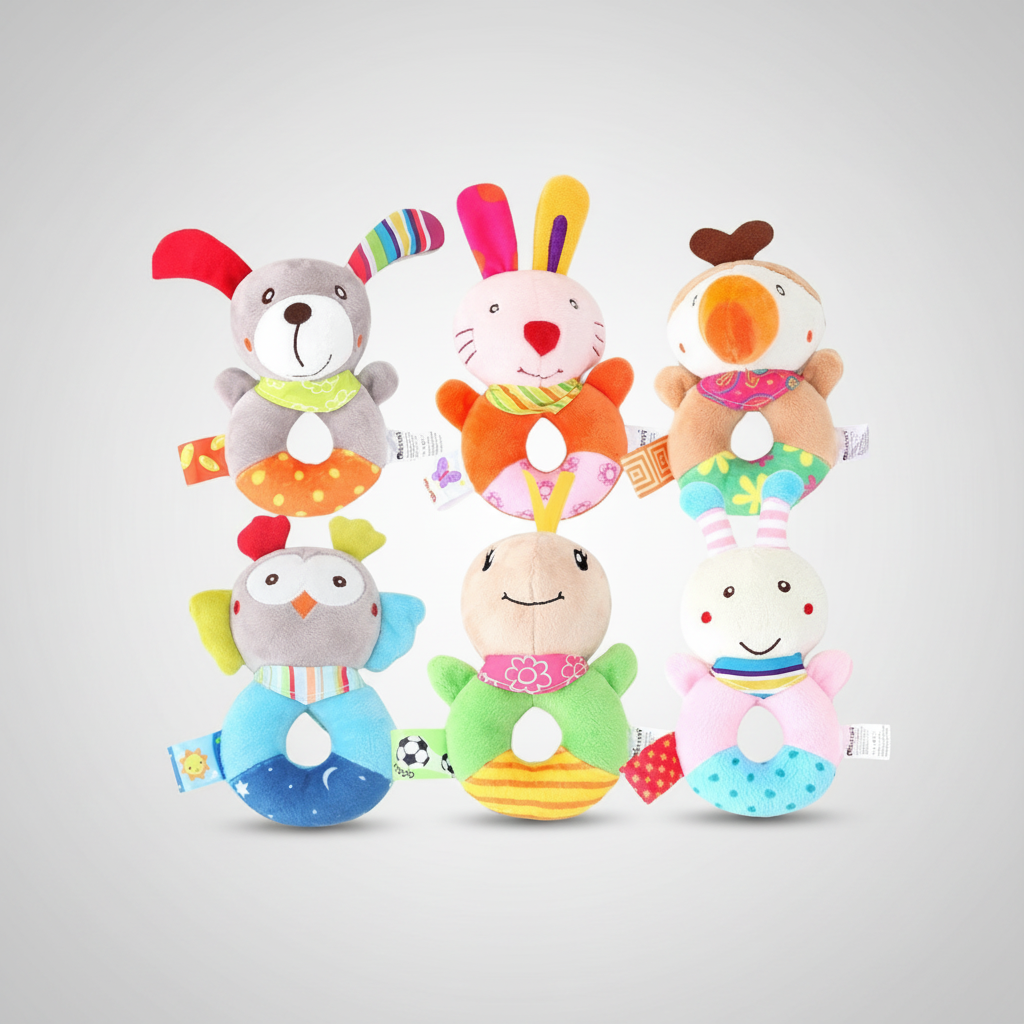 Sonajero de Mano para Bebé – Animales de Peluche