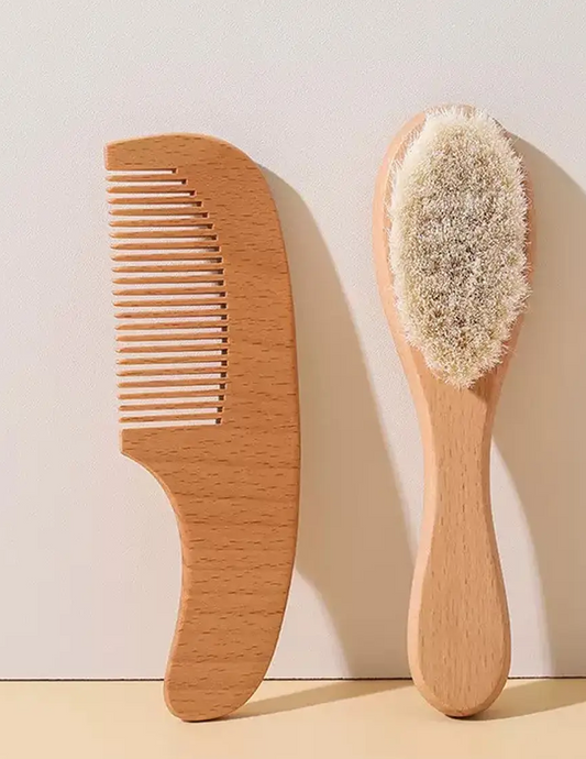 Set Cepillo y Peine de Bambú para Bebé 🦱✨| Cerdas Naturales Suaves