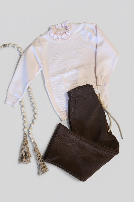 Pantalón Cotelé Café y Beige ❄️🧶🤍