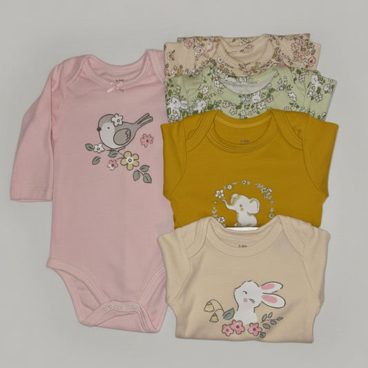 Pack 5 Bodies Manga Larga Animales del Bosque 🐦🐘🐰