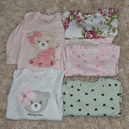 Set de 5 Bodies Manga Larga Osita🐻🌸