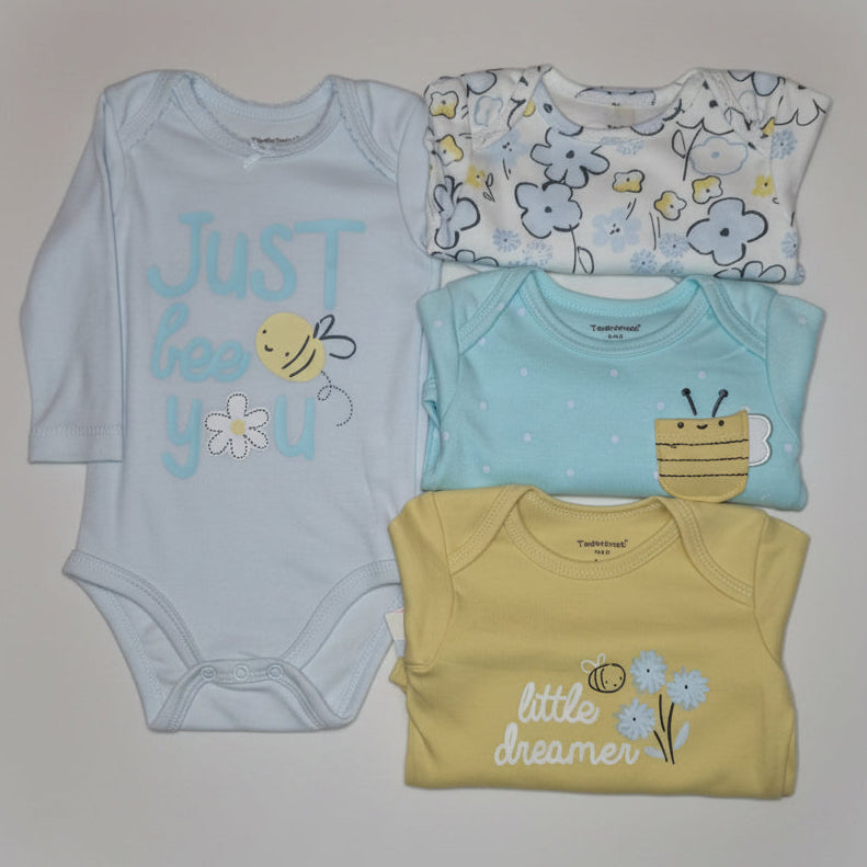 Set de 4 Bodies Manga Larga Abejita🐝🌼