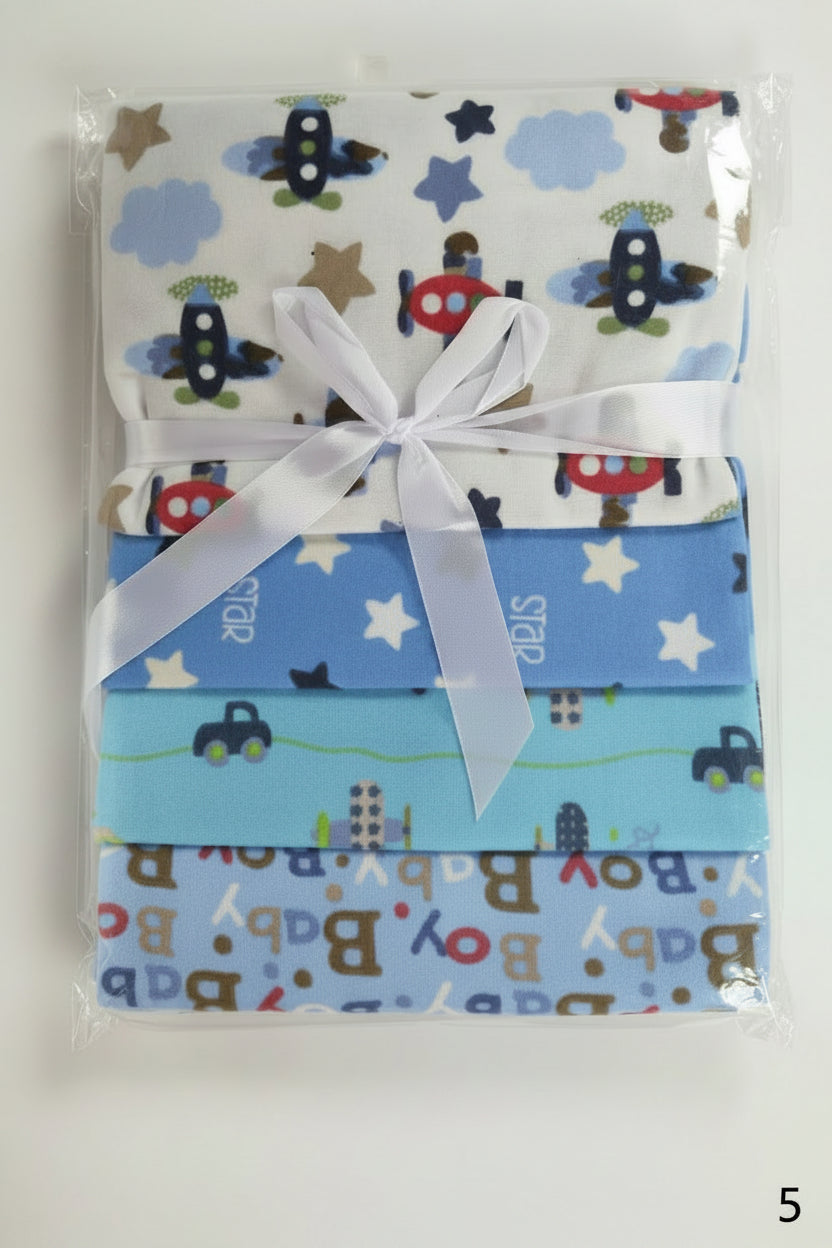 Set de 4 Mantitas de Algodón para Bebé Niño 👦
