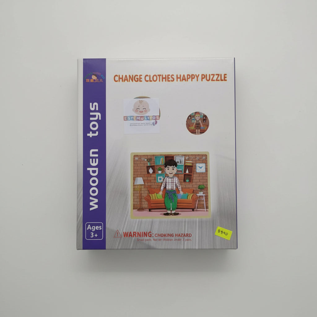 Tablero Educativo Doble Cara🧠 – Puzzle Cambio de Ropa y Pizarra con Letras