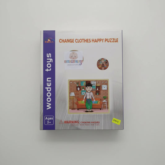 Tablero Educativo Doble Cara🧠 – Puzzle Cambio de Ropa y Pizarra con Letras