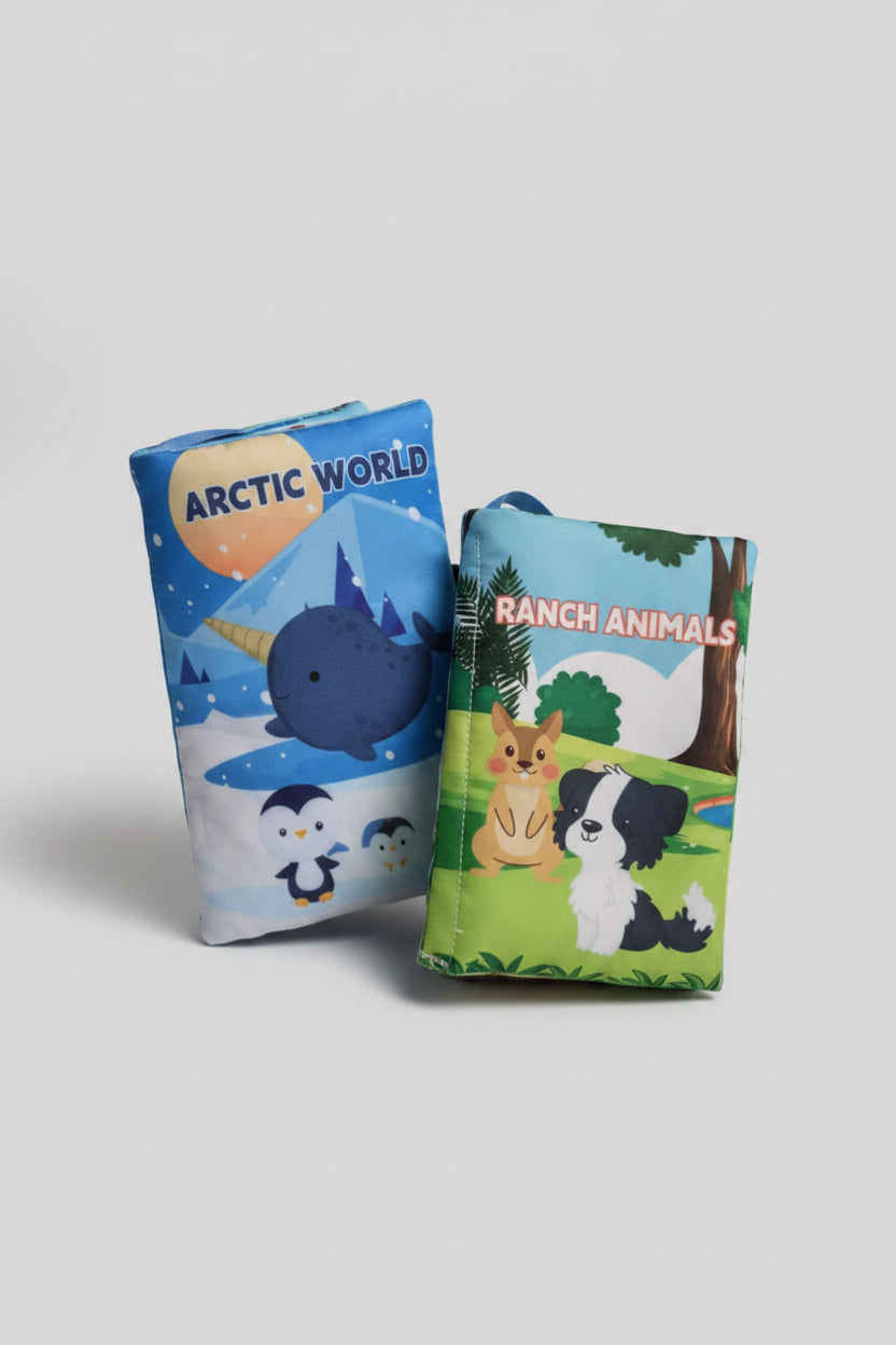 Libro Sensorial de Tela para Bebés 🧸– Ranch Animals / Arctic World