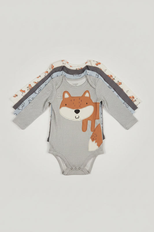 Set 4 Bodis Manga Larga Niño 🦔🦊– Animales del Bosque