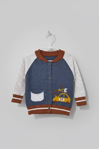 Cárdigan Tejido Bebé 🏎️Azul y Café