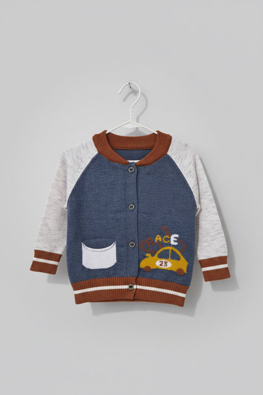 Cárdigan Tejido Bebé 🏎️Azul y Café