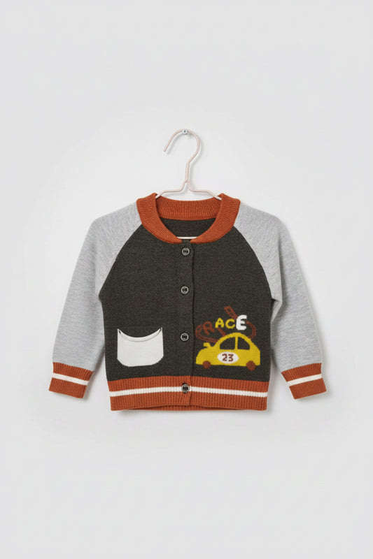 Cardigan Tejido Bebé 🏎️  Gris Grafito y Gris Claro