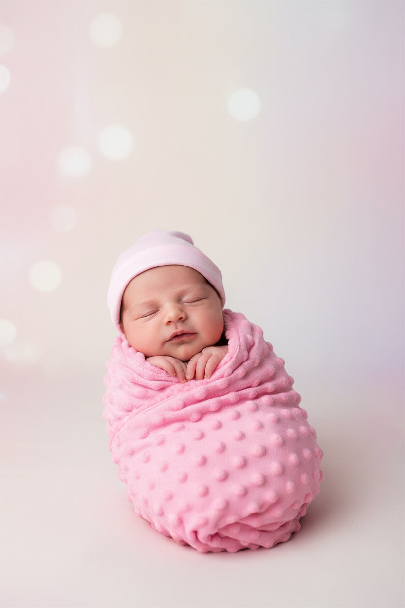 Manta polar con plush minky rosa para bebé