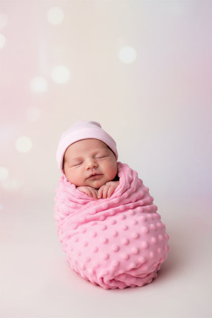 Manta polar con plush minky rosa para bebé