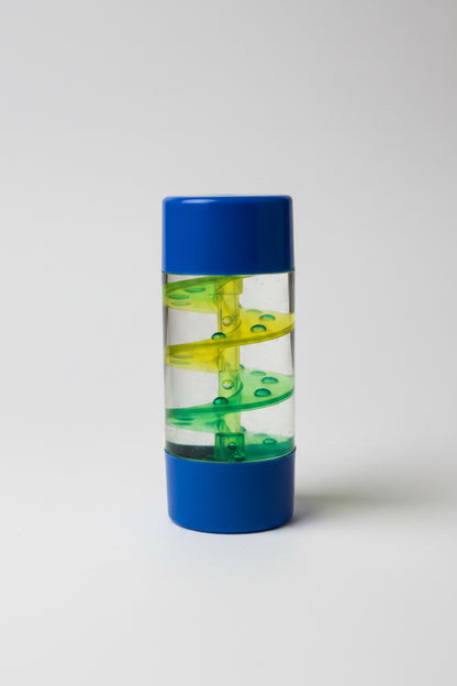 Lámpara de lava Lava Bubbles abierta mostrando burbujas de gel verde y azul en su interior